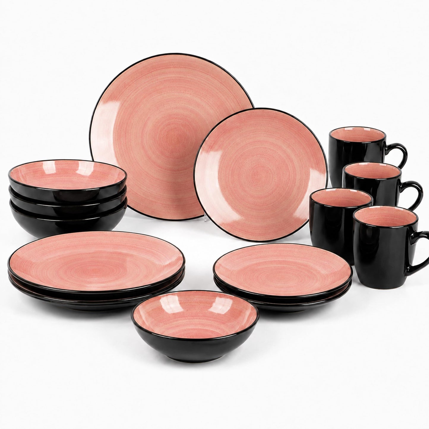 DIVCHI 16 Piece Ceramic Dinnerware Set - Light Pink - Image 7