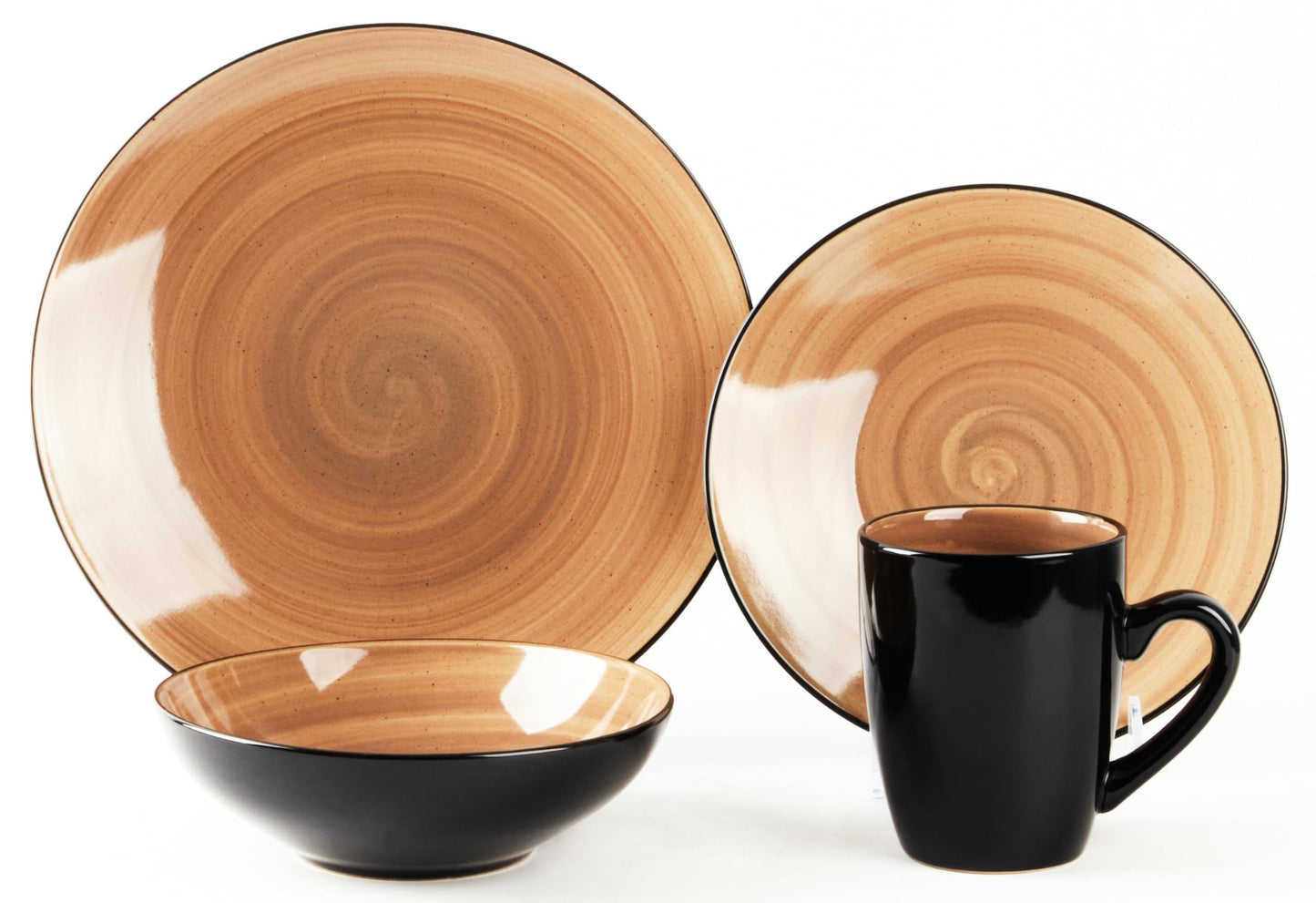 DIVCHI 16 Piece Ceramic Dinnerware Set - Light Brown - Image 7