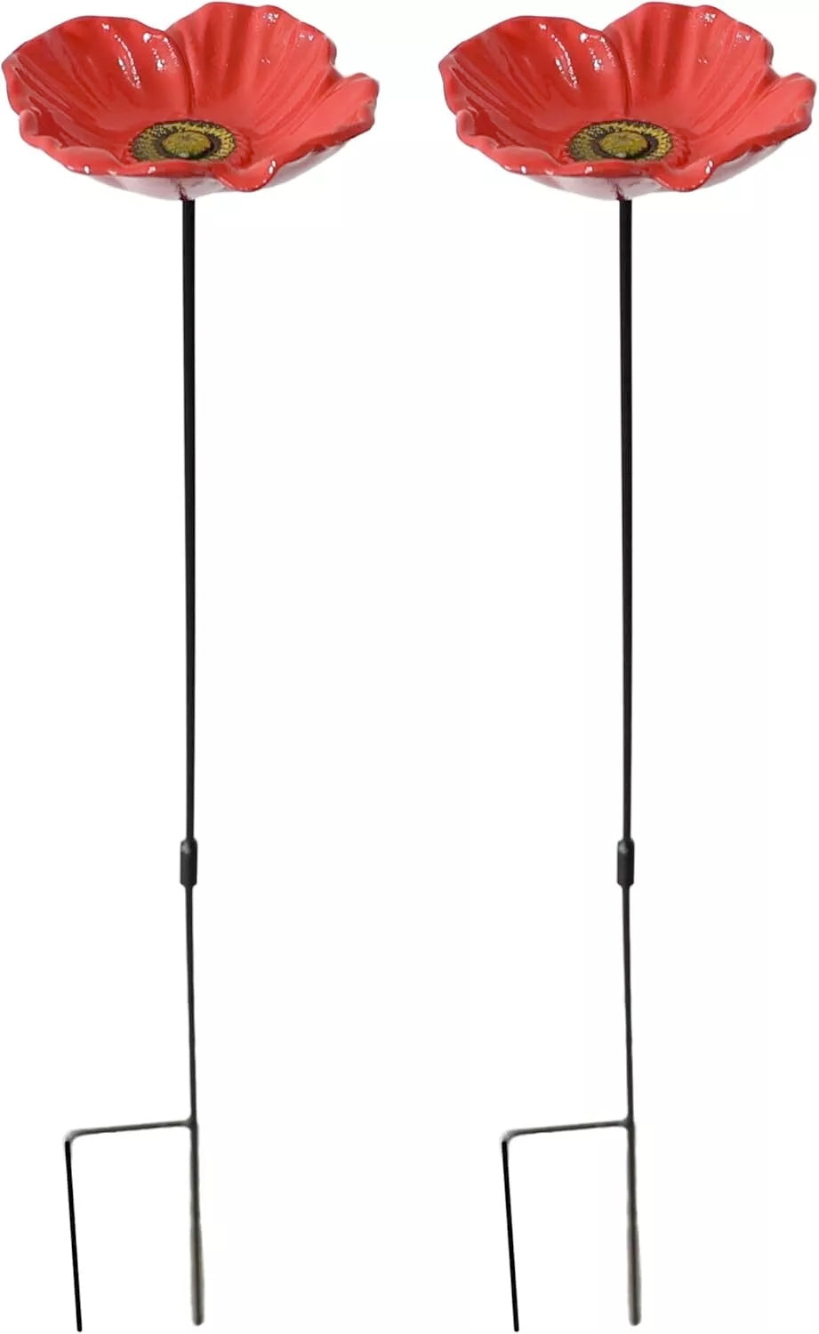 DIVCHI 2-Pack Flower-Shaped Bird Feeding Stations – Freestanding Metal Feeders for Garden Decor - DIVCHI