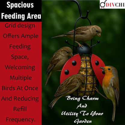 Bee And  Ladybird Shaped Hanging Bird Feeder Decorative for Garden Easy to Refill
