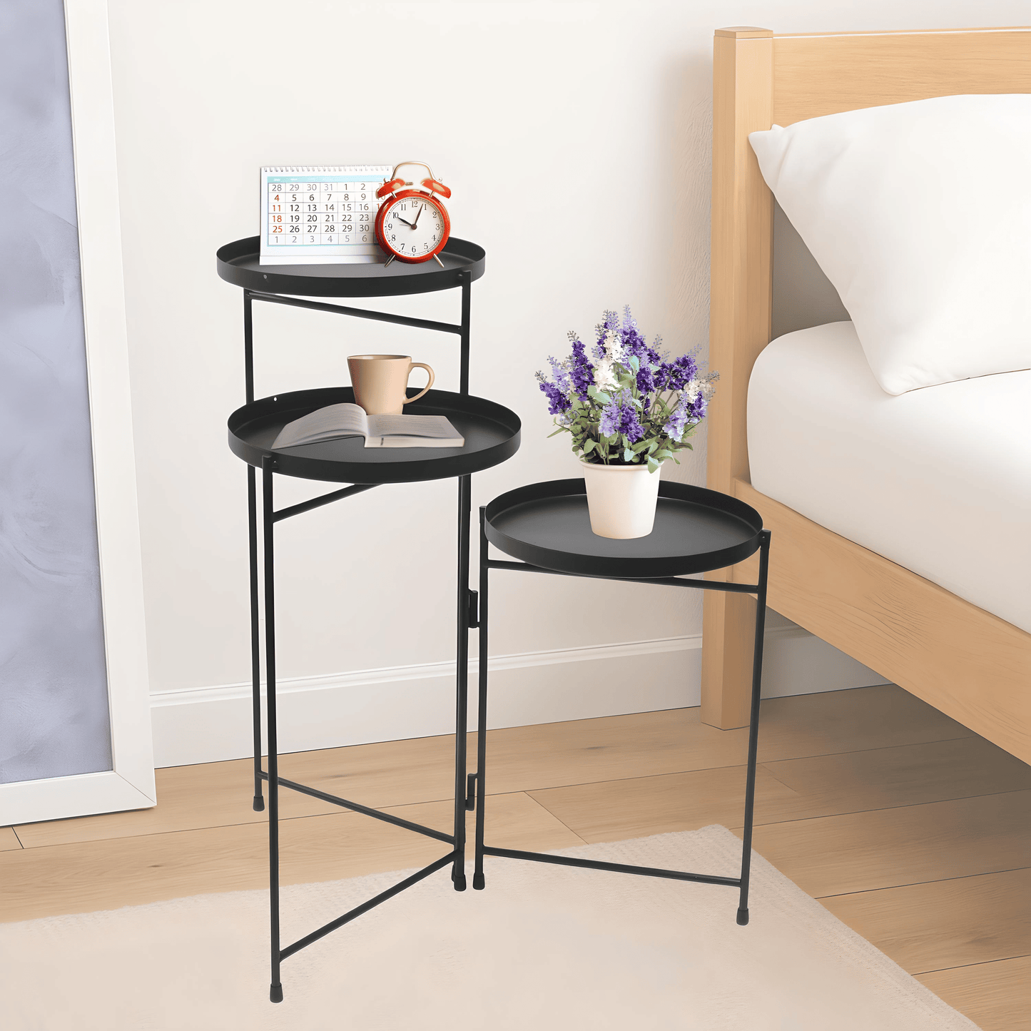 DIVCHI 3 Tier Metal Pallet Display Stand – Multi-Purpose Indoor Storage Shelf, Decorative Plant Rack, Corner Organizer Table for Living Room, Hallway, Office, Bedroom – Available in Black, White & Green