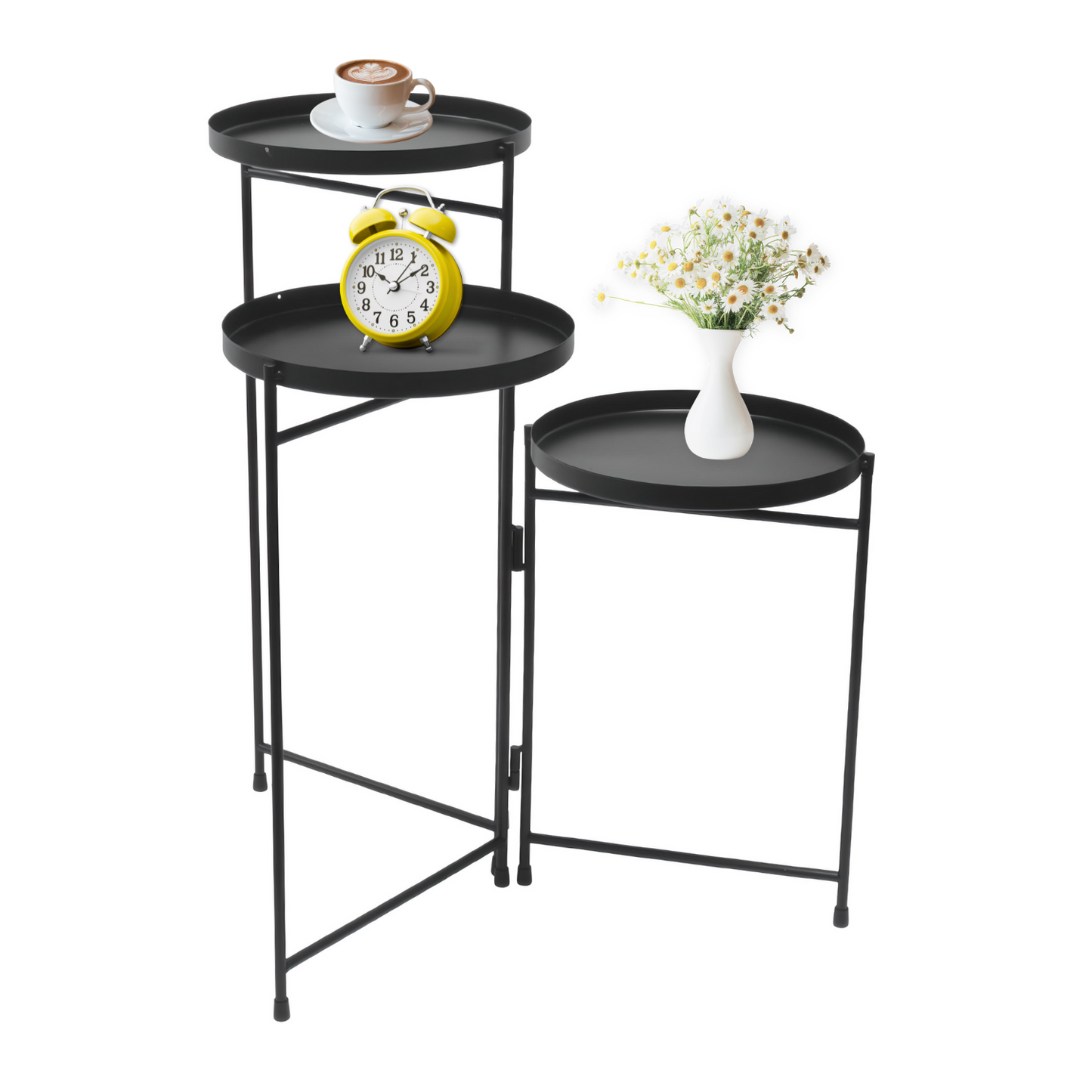 DIVCHI 3 Tier Metal Pallet Display Stand – Multi-Purpose Indoor Storage Shelf, Decorative Plant Rack, Corner Organizer Table for Living Room, Hallway, Office, Bedroom – Available in Black, White & Green