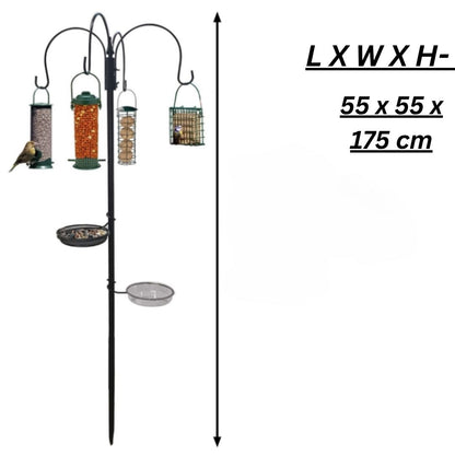 DIVCHI Bird Feeders & Hanging Station With 3 Tubes And 4 Hooks, Feeding Pole Metal Bird Feeder Stand, Feeders For Small Birds Garden Decorations (Included - Bird Feeders & Hanging Station)