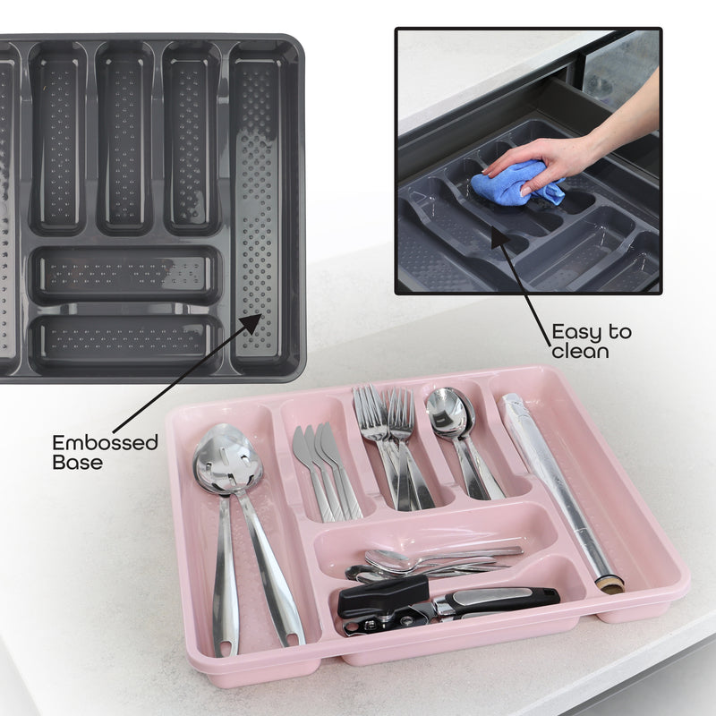 7 Compartment Plastic Cutlery Trays Perfect Kitchen Draw Organiser