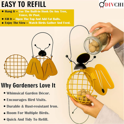 Bee And  Ladybird Shaped Hanging Bird Feeder Decorative for Garden Easy to Refill