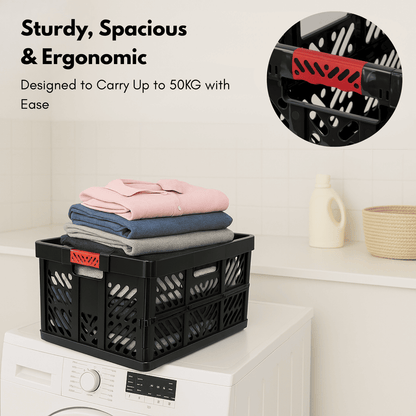 DIVCHI Foldable Storage Box | Collapsible Plastic Organizer Bin with Lid & Handles | Multipurpose Storage Basket for Kitchen, Vegetables, Clothes & Books