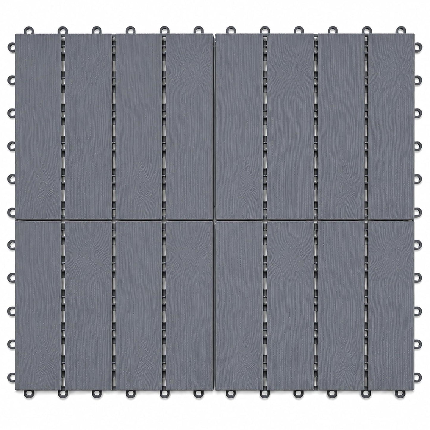 DIVCHI Composite Decking Tiles Set of 4 Interlocking Mat Outdoor Garden Deck Tiles Patio Flooring for Balcony Terrace (29.5 x 29.5 cm)