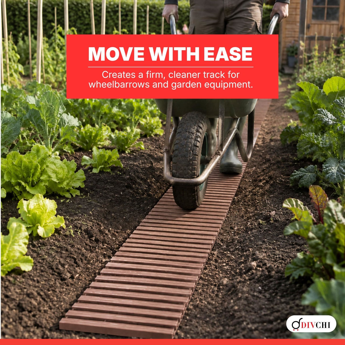 DIVCHI 1.39m Roll Out Garden Path, Durable Pathway & Grass Protection Mat | Outdoor Walkway for Lawns & Patios, Interlocking Plastic Paving Slabs