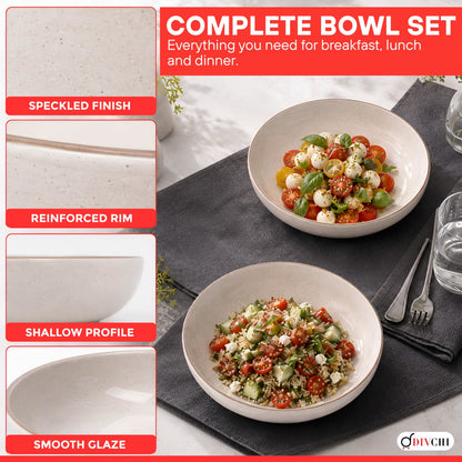 DIVCHI Bowls Set of 6, Ceramic Serving Bowl