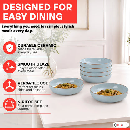 DIVCHI Bowls Set of 6, Ceramic Serving Bowl