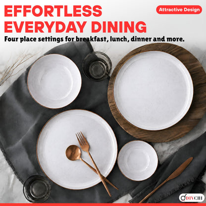 DIVCHI 16-Piece Dinner Set for 4 Ceramic Dinnerware Set