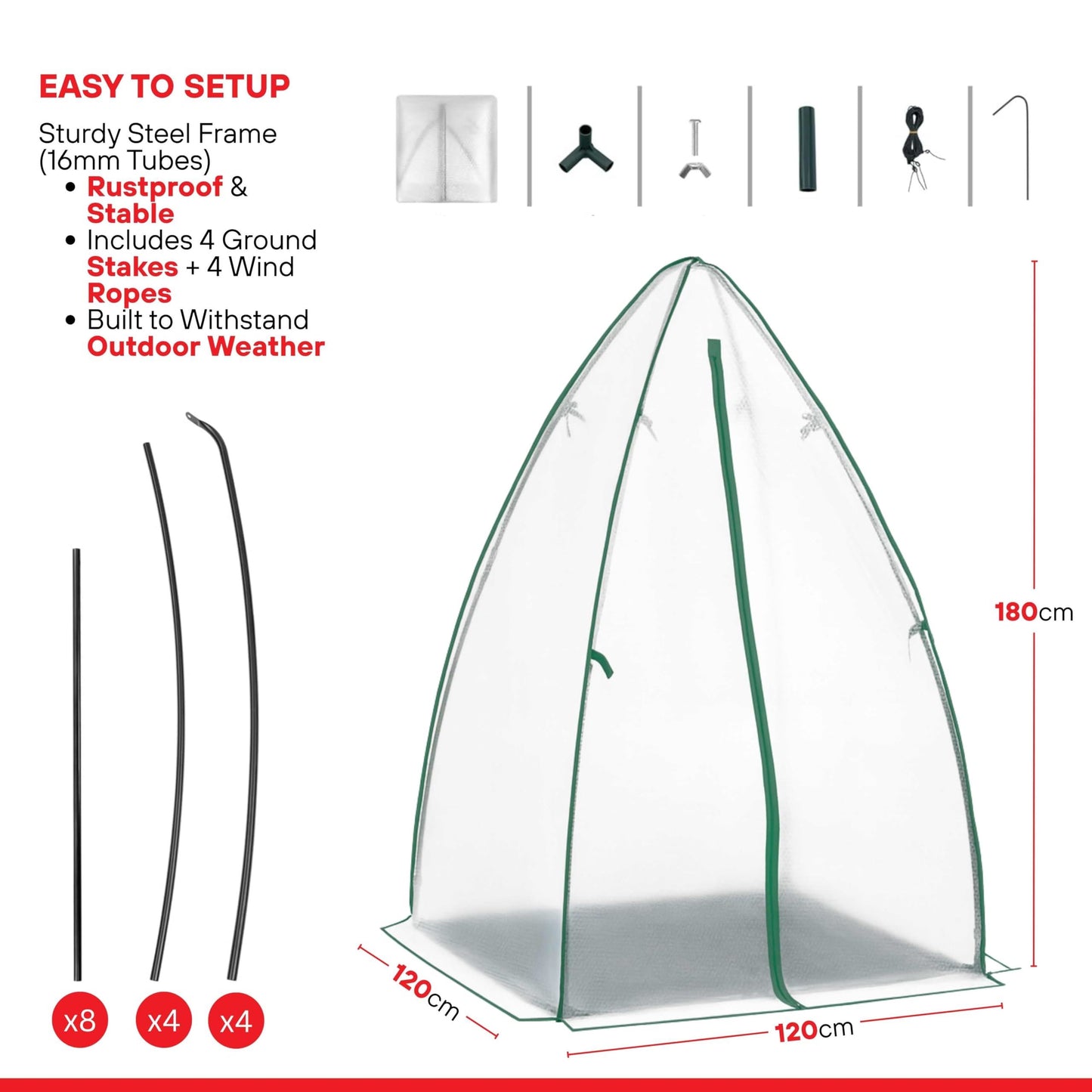DIVCHI Dome Greenhouse for Plants Year-Round Small Grow House Weatherproof Garden Dome For Tomatos Vegetables & Plants Mini Greenhouse For Plant Protection Reinforced Cover Zipper (White)