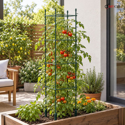 DIVCHI Tomato Plant Support Cage, Square Garden Trellis with Plants Support Clips & Stakes for Vertical Climbing Plants, Vegetables, Fruits, Flowers & Vines