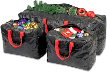 DIVCHI Large Christmas Tree 3Pcs Storage Bag Green - Holiday Artificial Disassembled Trees with Durable Reinforced Handles & Zipper - Waterproof Material Protects from Dust, Moisture & Insect (Black)