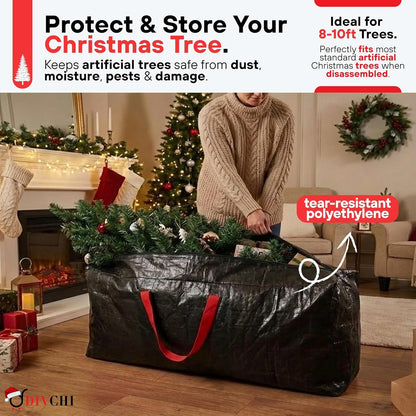 DIVCHI Large Christmas Tree 3Pcs Storage Bag Green - Holiday Artificial Disassembled Trees with Durable Reinforced Handles & Zipper - Waterproof Material Protects from Dust, Moisture & Insect (Black)
