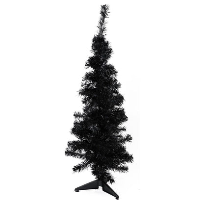 Black artificial Christmas tree on a white background