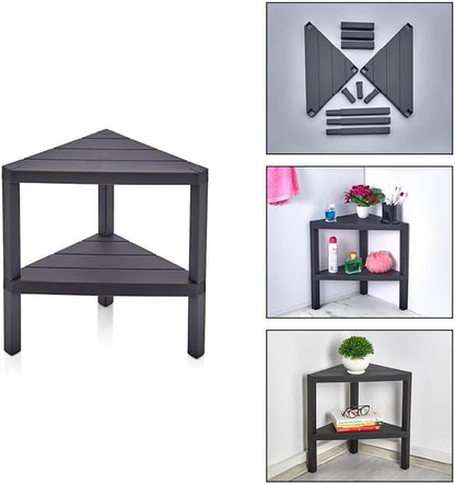 Corner Shelf Triangle Space-Saving Freestanding Shelving Unit Living Room Organiser Bookshelf - DIVCHI