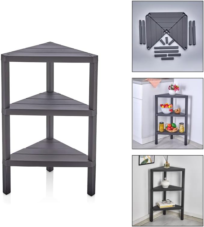 Corner Shelf Triangle Space-Saving Freestanding Shelving Unit Living Room Organiser Bookshelf - DIVCHI