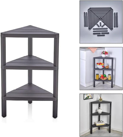 Corner Shelf Triangle Space-Saving Freestanding Shelving Unit Living Room Organiser Bookshelf - DIVCHI