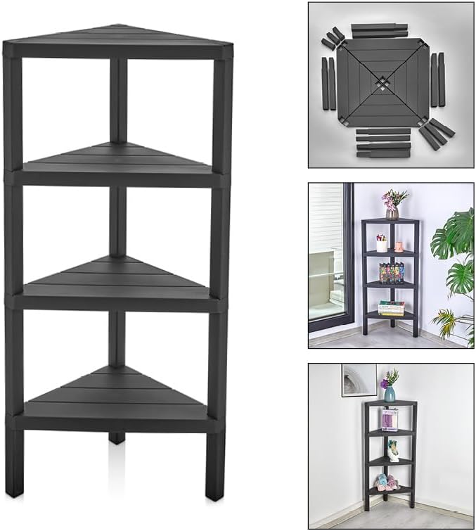 Corner Shelf Triangle Space-Saving Freestanding Shelving Unit Living Room Organiser Bookshelf - DIVCHI
