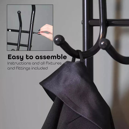 4-in-1 Coat Rack with Shoe Storage Bench 9 hooks for Clothes & Hats