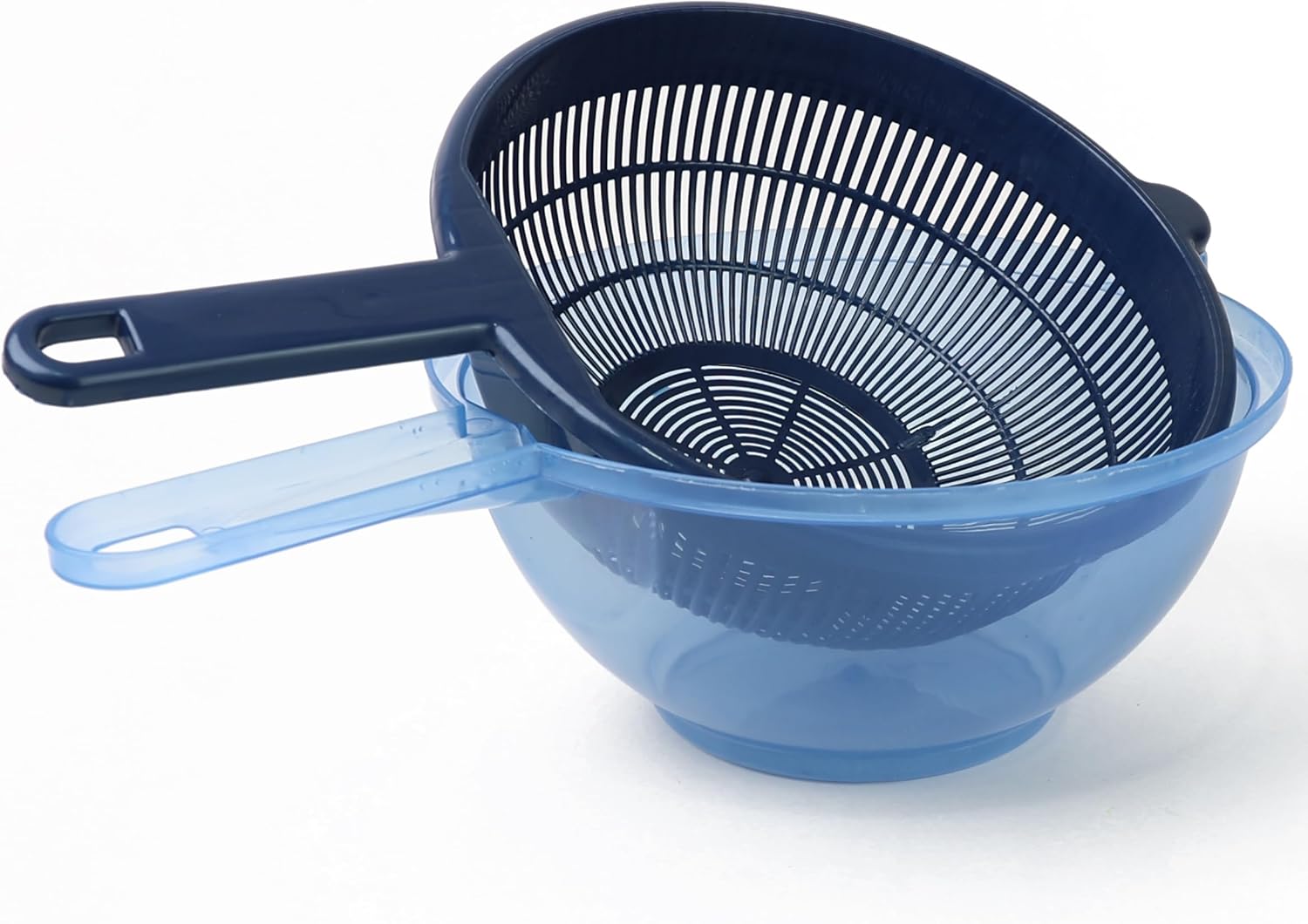 DIVCHI Colander Kitchen Food Strainers Bowl Sets with Handle Double-Layer Detachable Fruits Basket | Food Strainer | Collapsible Colanders | Vegetables Drainer (Blue) - DIVCHI