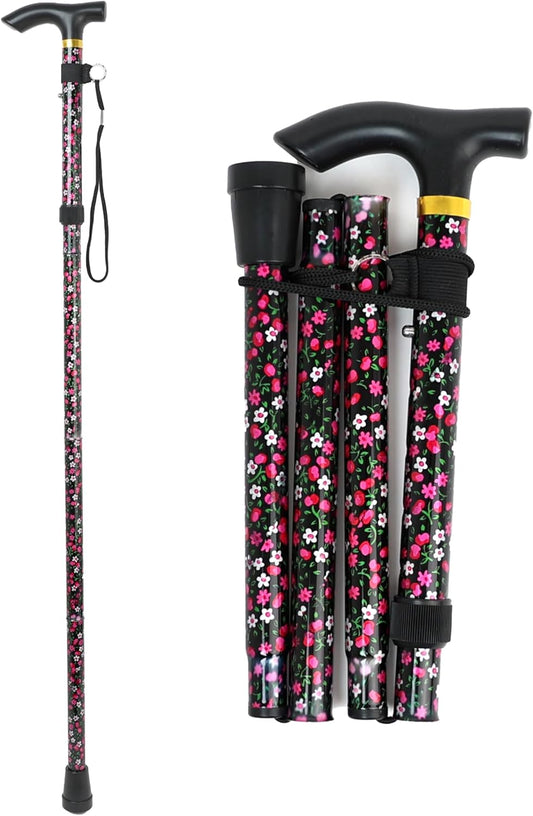 DIVCHI Folding Walking Sticks, Adjustable Height And Portable Collapsible Balancing Ladies Walking Aid, Travel Walking Cane for Women & Men Elderly Adults & Disabled - DIVCHI