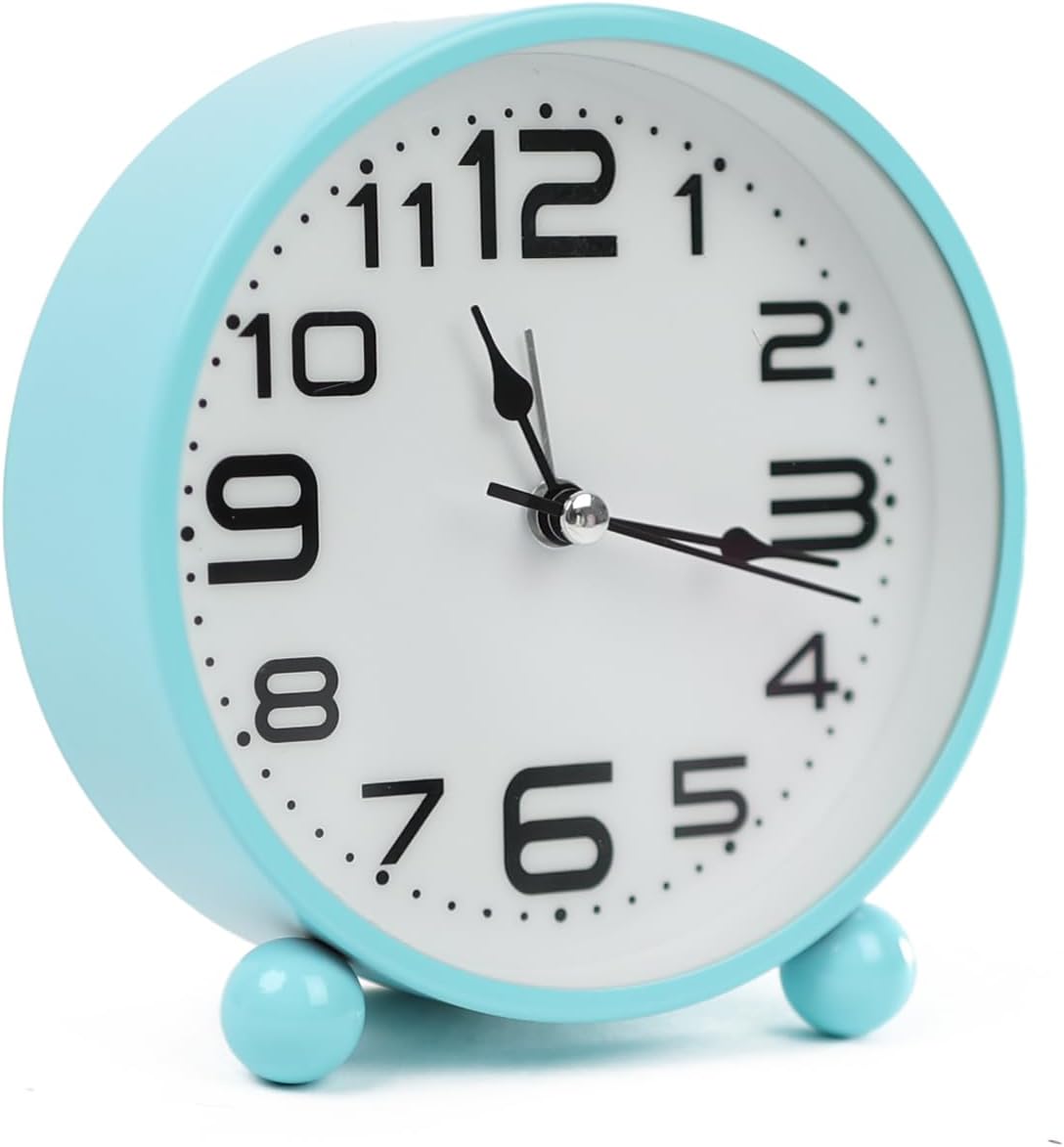 Non-Ticking Table Clock With Large Display Battery Powered For Heavy Sleepers - DIVCHI