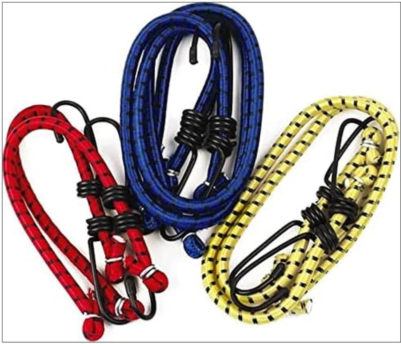 DIVCHI 6X Bungee Cords Feature Metal Hooks For Secure Tie - Assorted Elastic