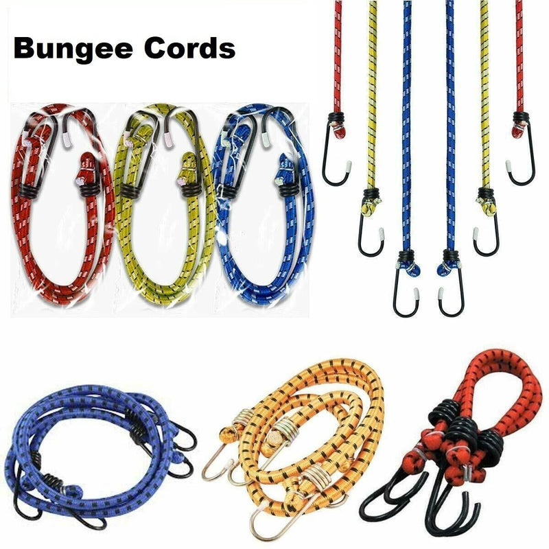 DIVCHI 6X Bungee Cords Feature Metal Hooks For Secure Tie - Assorted Elastic
