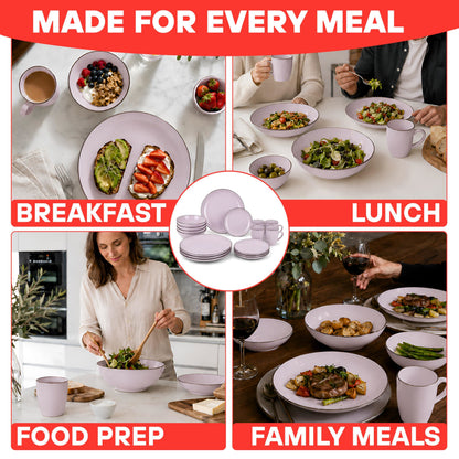 DIVCHI 16-Piece Dinner Set for 4, Ceramic Kitchen Tableware