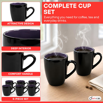 DIVCHI Coffee Mugs Set of 6 Ceramic Tea Hot Chocolate Cups