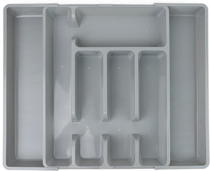 DIVCHI Cutlery Drawer Organiser Expandable Utensil Tray for Kitchen, Adjustable Silverware and Flatware Holder, Compact Plastic Storage for Spoons Forks Knives, Large - DIVCHI