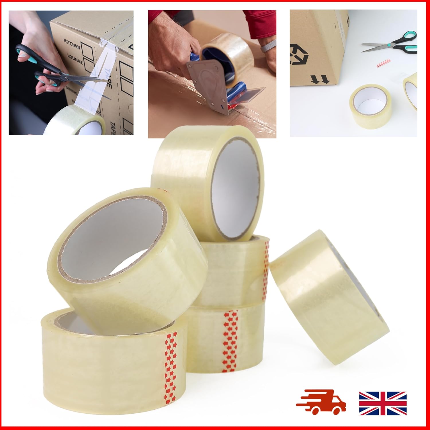 6X Rolls Sellotape Packing Sticky Sellotape Adhesive Gift Wrapping Easy to use - DIVCHI