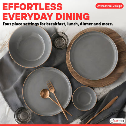 DIVCHI 16-Piece Dinner Set for 4 Ceramic Dinnerware Set