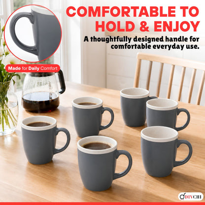 DIVCHI Coffee Mugs Set of 6 Ceramic Tea Hot Chocolate Cups