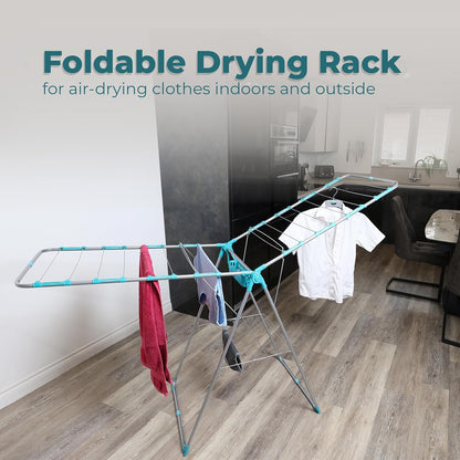 DIVCHI Clothes Dryer Airer With Peg Basket | Foldable Clothes Drying Rack | Compact Laundry Clothes Stainless Steel Adjustable Horse Indoor Outdoor Laundry Racks