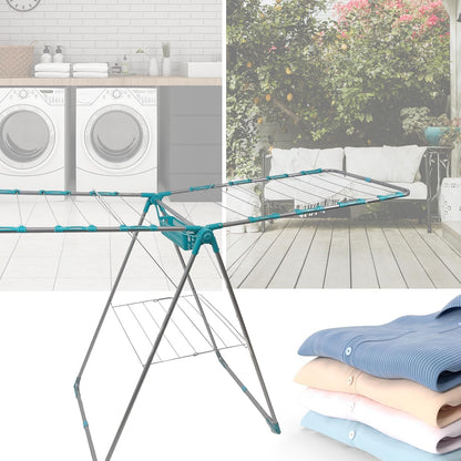 DIVCHI Clothes Dryer Airer With Peg Basket | Foldable Clothes Drying Rack | Compact Laundry Clothes Stainless Steel Adjustable Horse Indoor Outdoor Laundry Racks