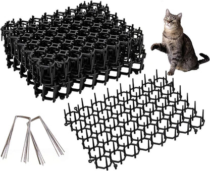 DIVCHI 12pcs 20 * 15cm Cat Scat Mat With Spikes, Anti Cat Spikes With Pegs, Cat Repellent Mat With 8pcs U Shape Pegs, Plastic Dig Stopper For Cats, Prickle Stirps Pet Deterrent For Indoor And Outdoor