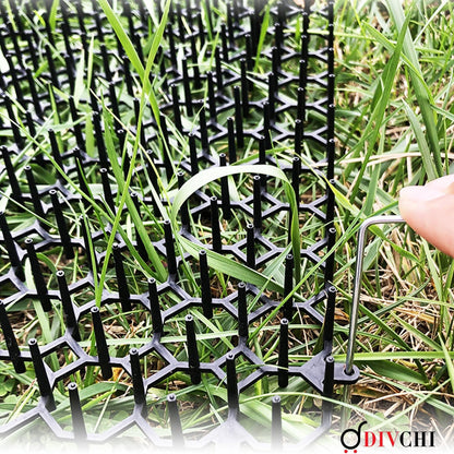DIVCHI 12pcs 20 * 15cm Cat Scat Mat With Spikes, Anti Cat Spikes With Pegs, Cat Repellent Mat With 8pcs U Shape Pegs, Plastic Dig Stopper For Cats, Prickle Stirps Pet Deterrent For Indoor And Outdoor