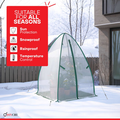 DIVCHI Dome Greenhouse for Plants Year-Round Small Grow House Weatherproof Garden Dome For Tomatos Vegetables & Plants Mini Greenhouse For Plant Protection Reinforced Cover Zipper (White)