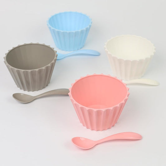 DIVCHI Dessert Bowl Cereal Bowls With Spoons Set for Camping Lightweight Serving Bowls | Salad Bowls | Dinner Bowl | Dessert Cups (Pack Of 4) - DIVCHI