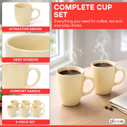 DIVCHI Coffee Mugs Set of 6 Ceramic Tea Hot Chocolate Cups