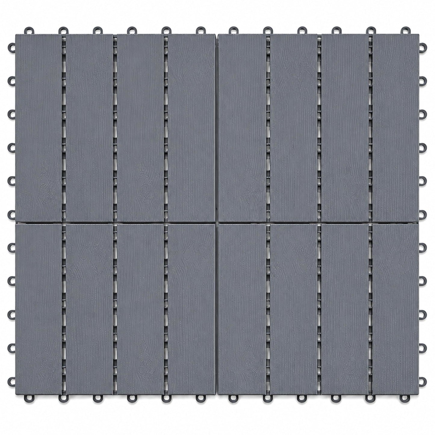 DIVCHI Composite Decking Tiles Set of 4 Interlocking Mat Outdoor Garden Deck Tiles Patio Flooring for Balcony Terrace (29.5 x 29.5 cm)