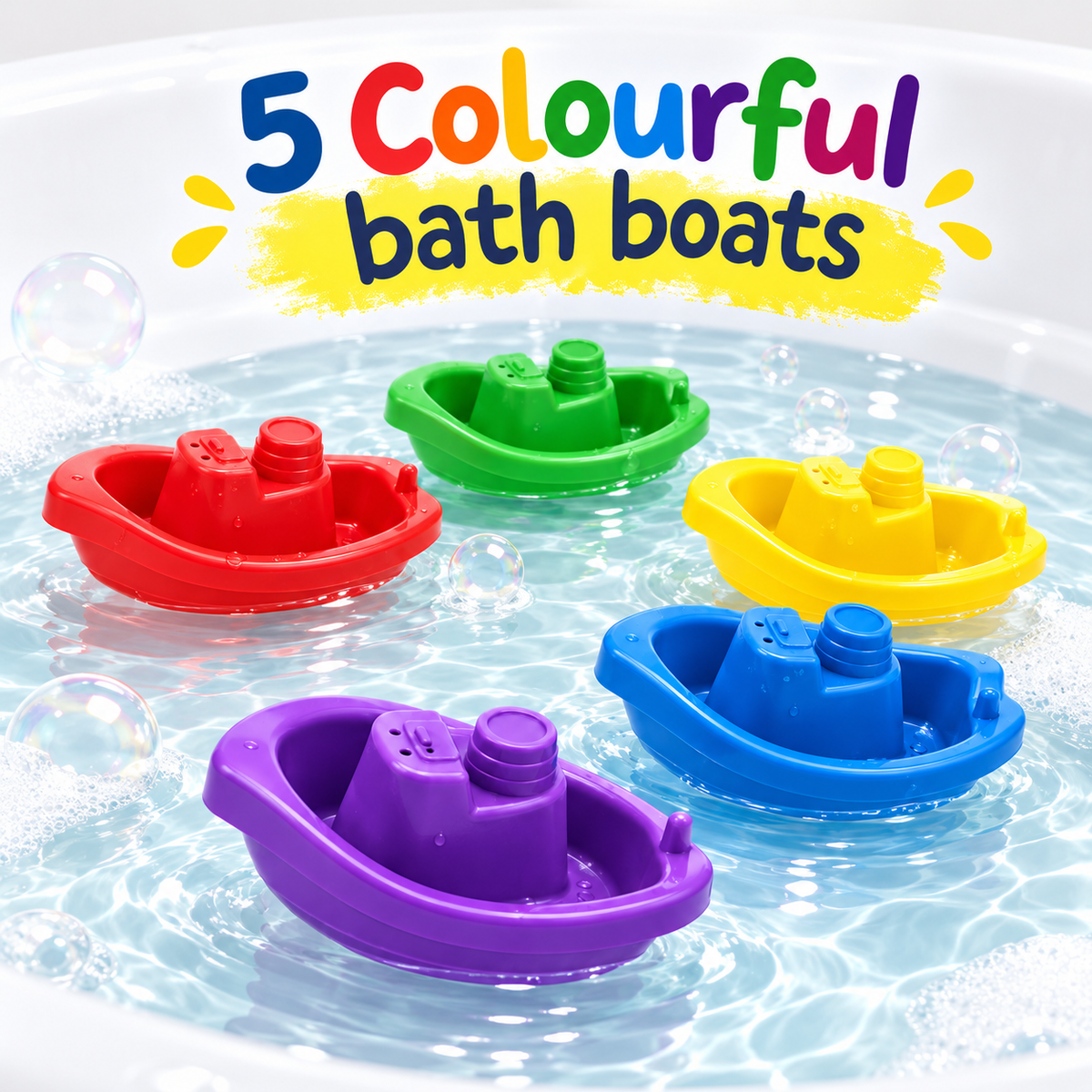 DIVCHI 5 colourful bath boats floating in water