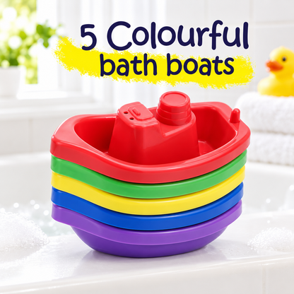 DIVCHI 5 colourful bath boats stacked together