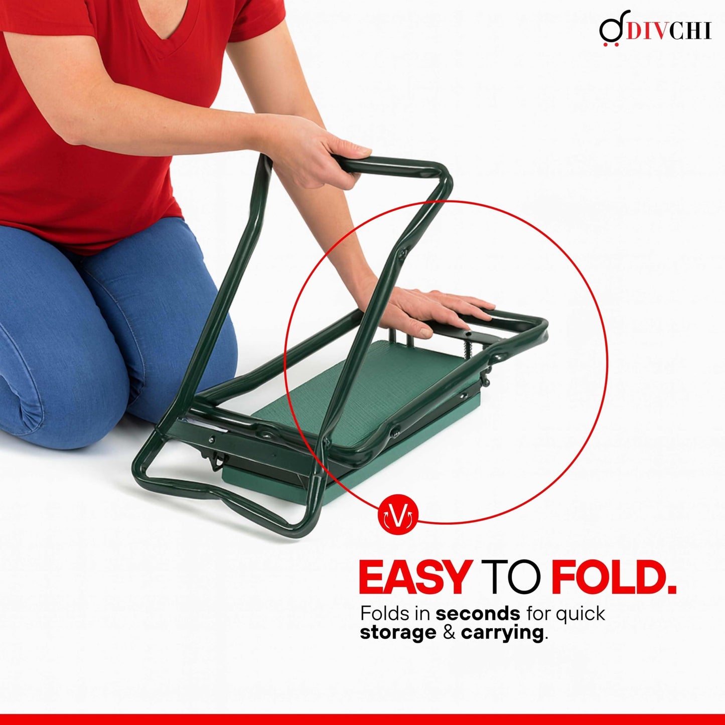 DIVCHI Garden Kneeler Folding Flat for Easy Storage and Carrying