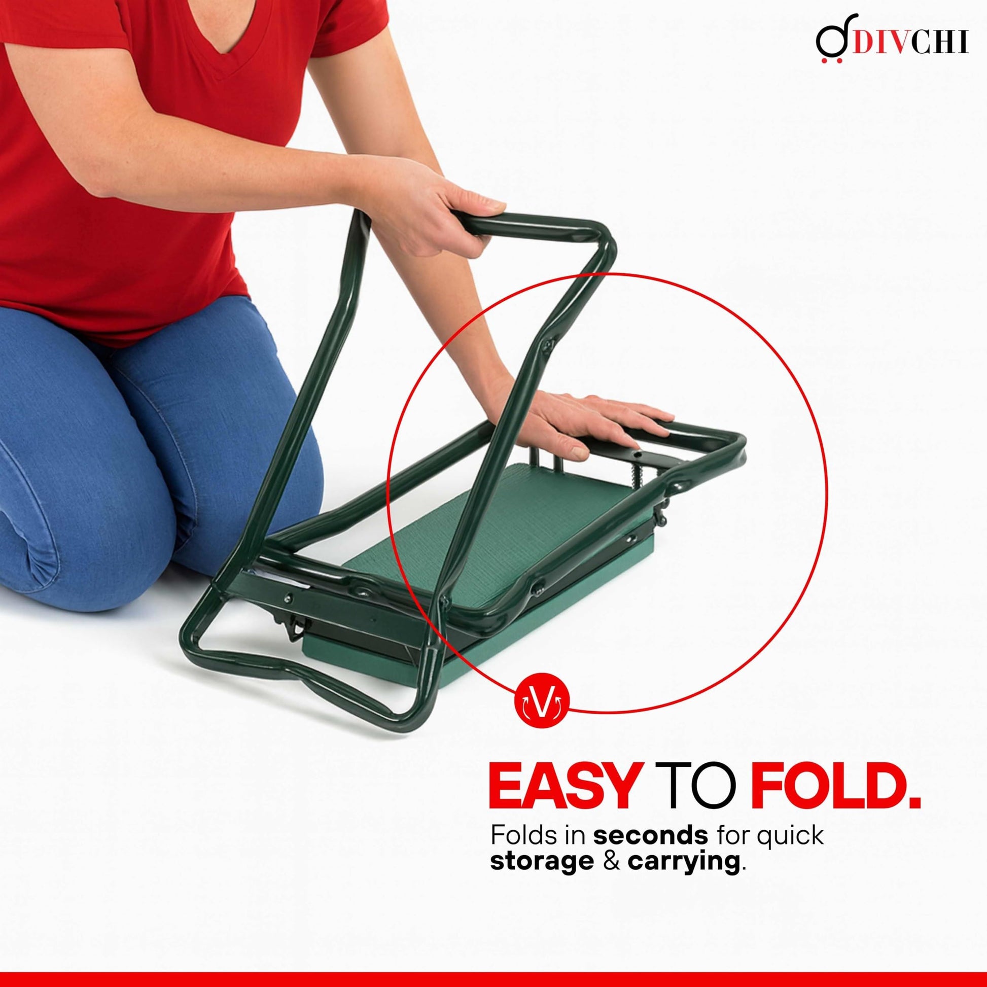 DIVCHI Garden Kneeler Folding Flat for Easy Storage and Carrying