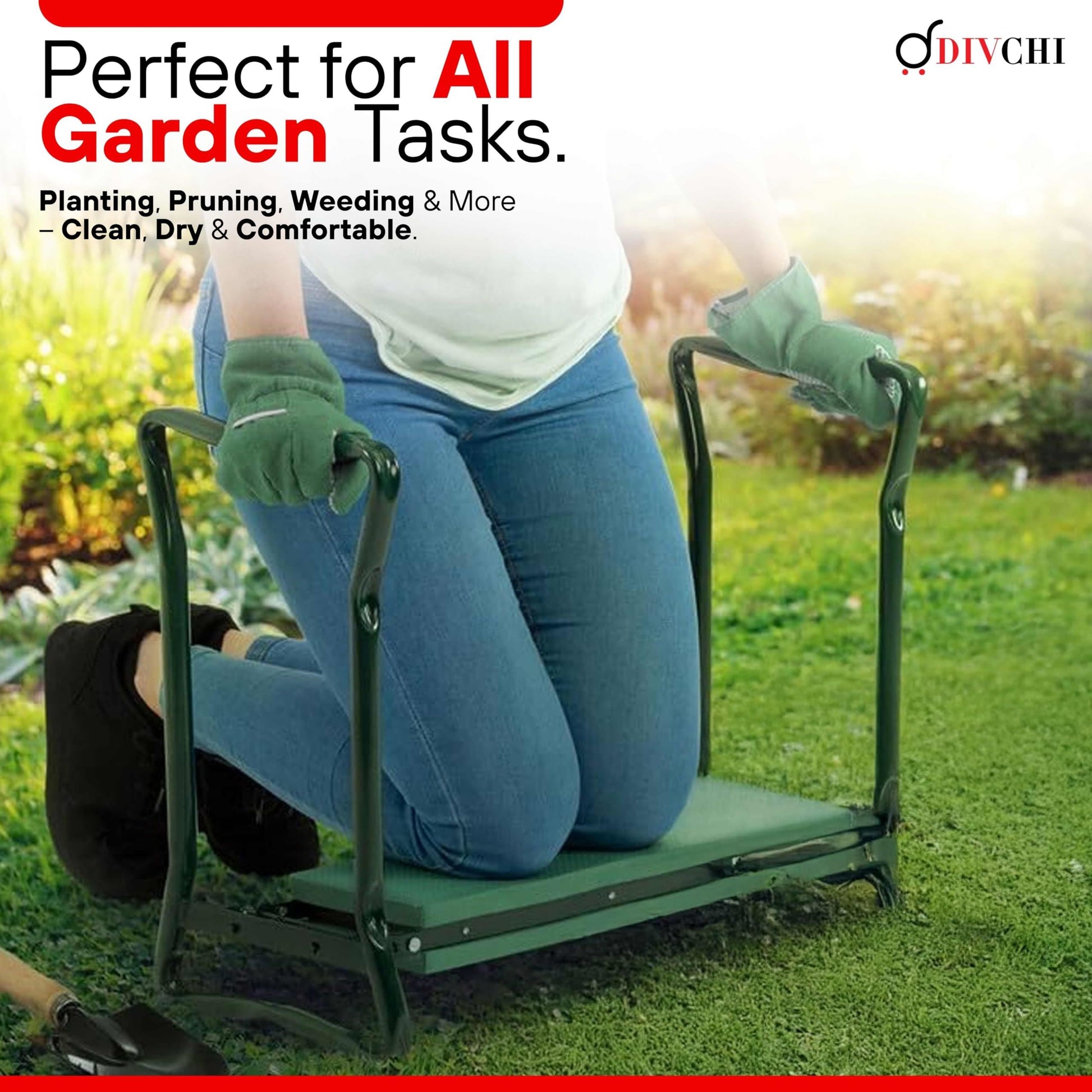DIVCHI Garden Kneeler and Seat for Planting, Weeding, and Pruning