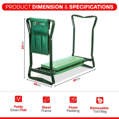 Dimensions of DIVCHI Garden Kneeler Seat – Foldable Bench with Foam Pad and Tool Bag